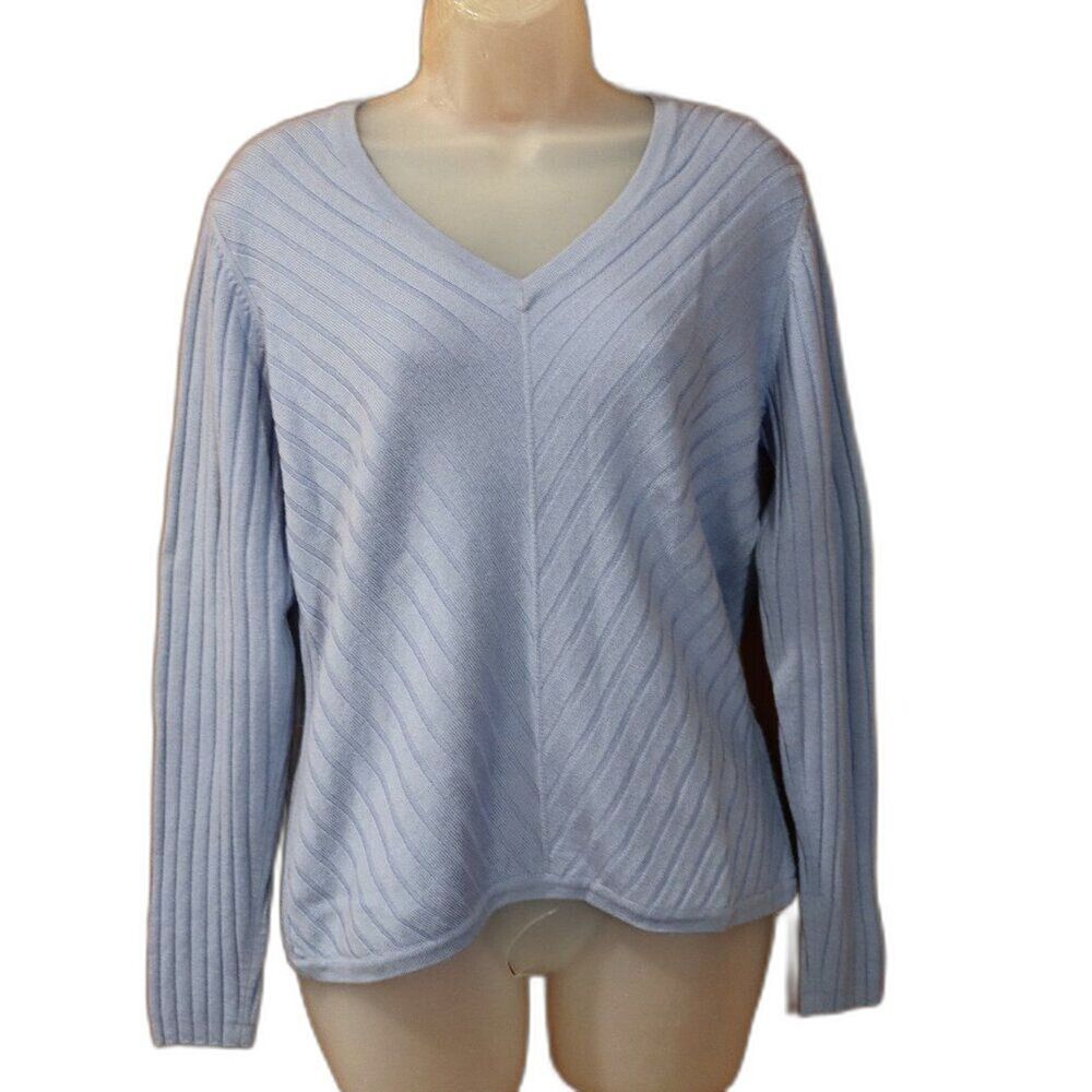 Banana Republic Light Blue Italian Merino Wool V-Neck Pullover Sweater Large